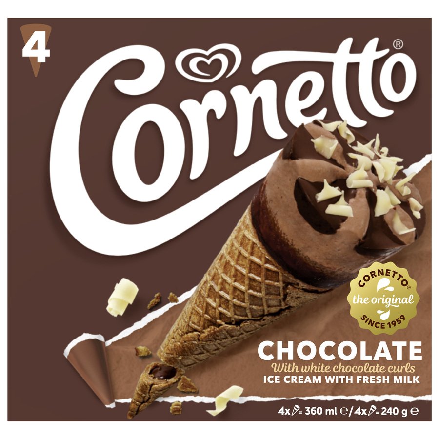 Helado cono FRIGO CORNETTO chocolate 4 unidades 240 g
