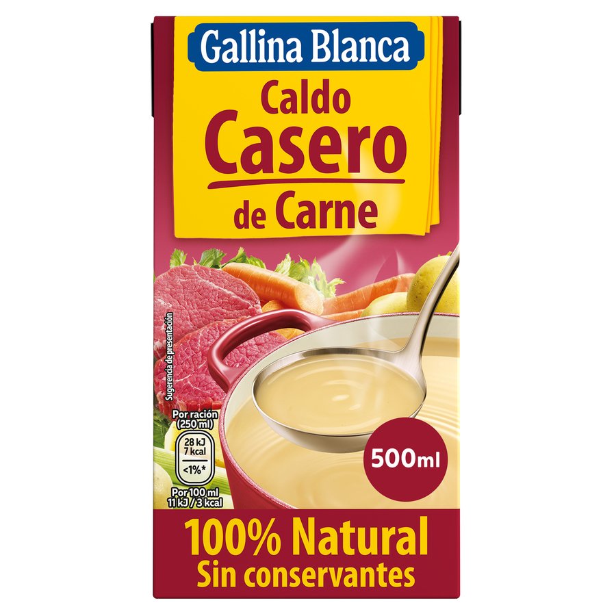 Caldo casero 100% natural GALLINA BLANCA carne 500 ml
