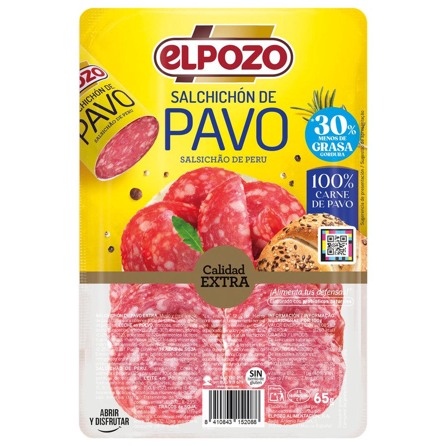 Salchichón pavo ELPOZO 100% carne 65 g
