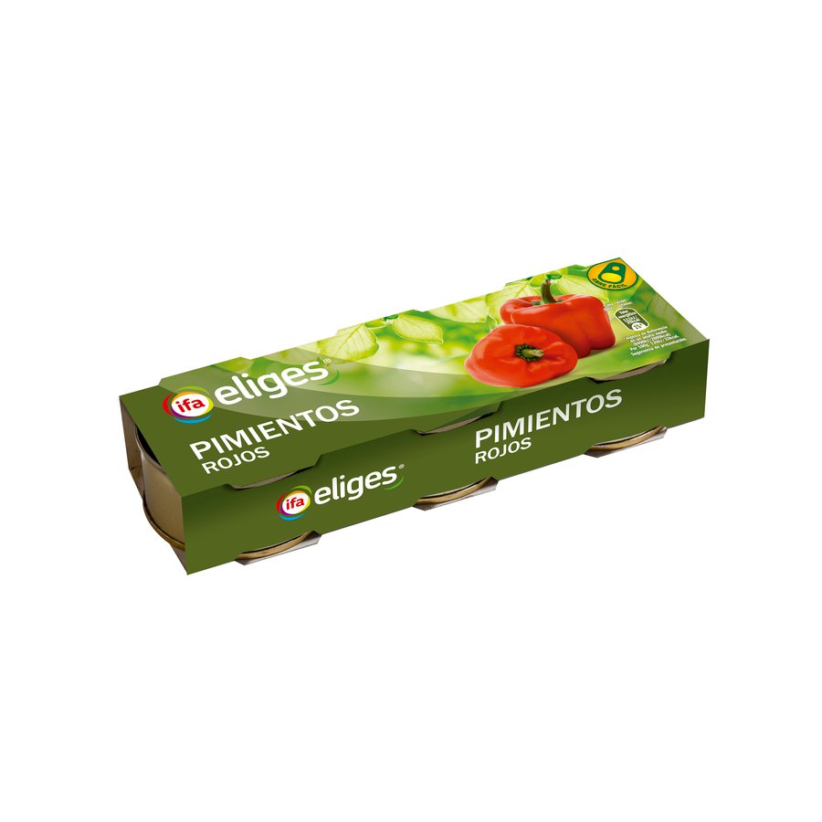 Pimientos rojos enteros IFA ELIGES lata 3x60 g pne.