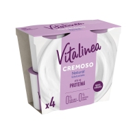 Leite fermentado desnatado DANONE VITALINEA Cremoso Natural Edulcorado lote 4x120 g