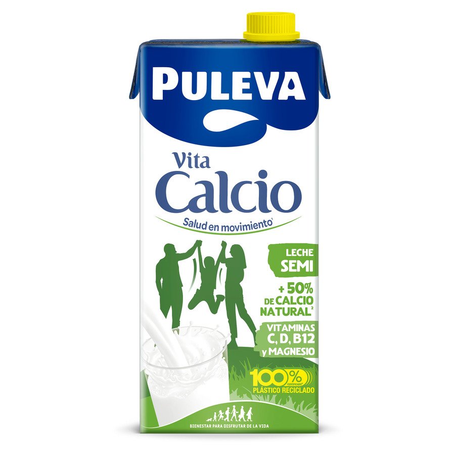 Leche semidesnatada PULEVA vita calcio brik 1 l