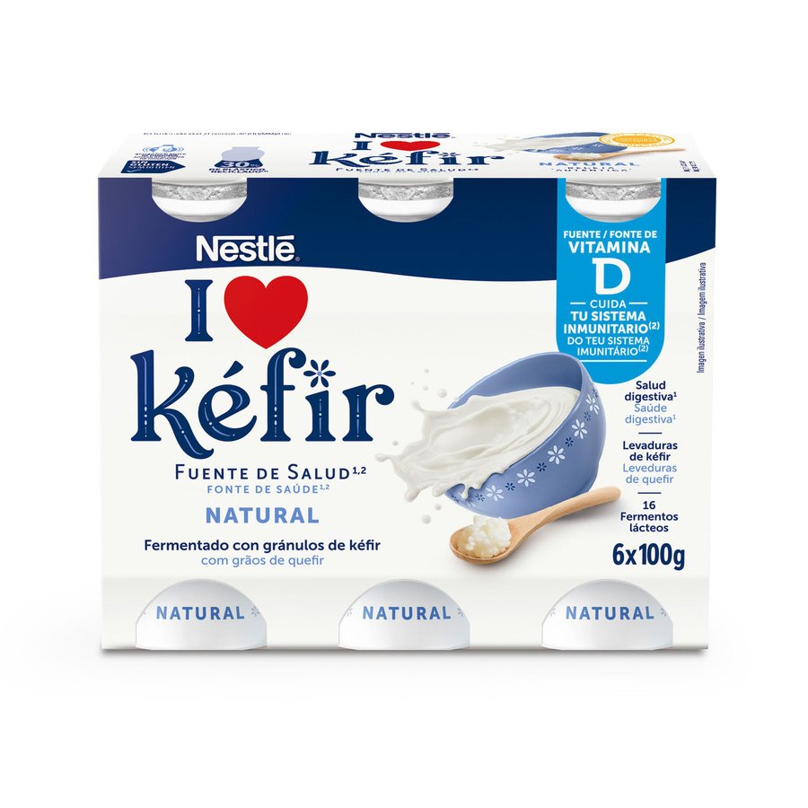 Kéfir líquido NESTLE natural pack 6x100 g