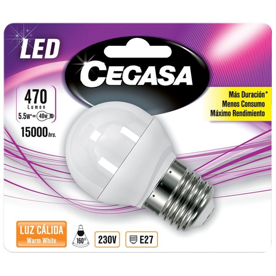 Lámpara CEGASA LED esférica 4,2W E27 cálida 1 unidad