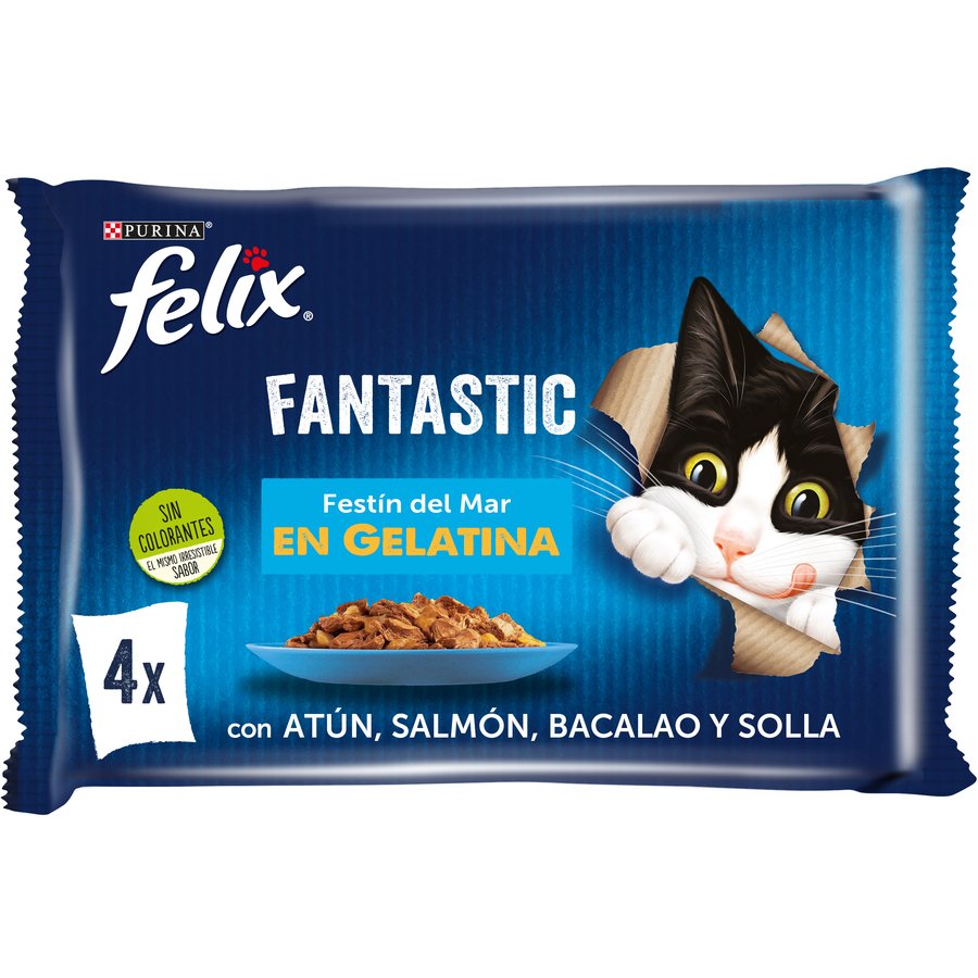 Alimento gato FELIX Fantastic Festín Pescado gelatina 4x85 g