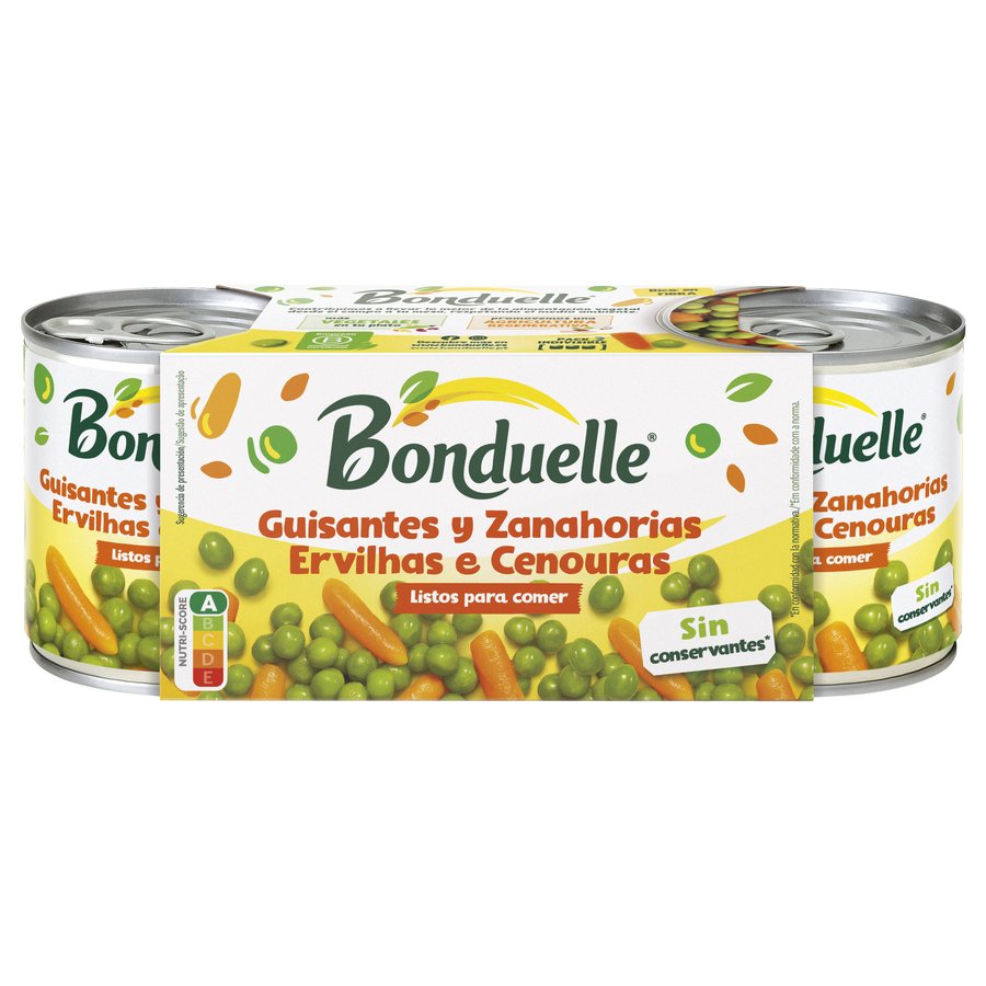 Guisantes y zanahorias BONDUELLE pack 3X130 g pne.
