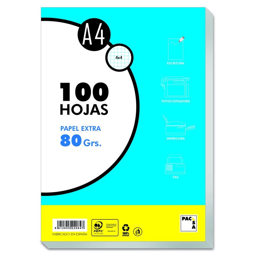 Paquete folios A4 80 g 100 hojas