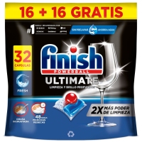 Lavavajillas máquina pastilla FINISH ultimate 16 unidades+16 unidades gratis