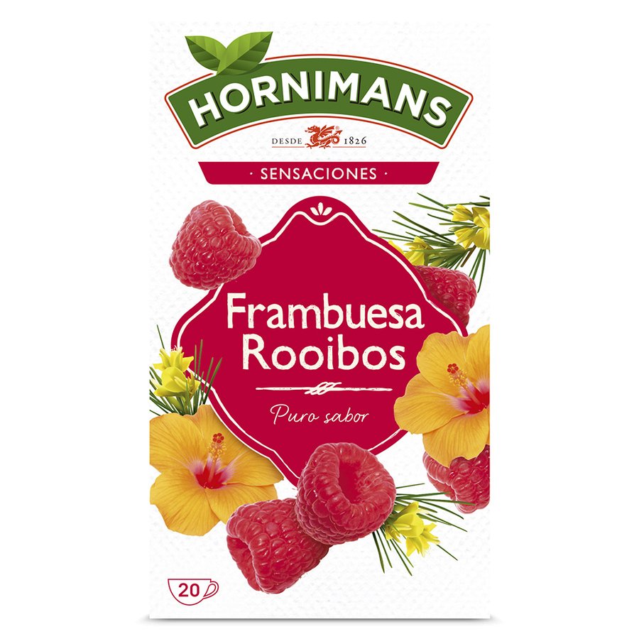 Infusión frambuesa-rooibos HORNIMANS sin teína estuche 20 unidades