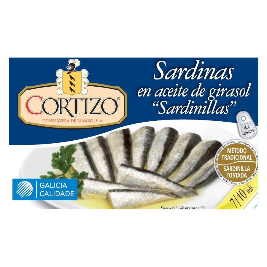 Sardinillas en aceite girasol CORTIZO 7/10 90g pn