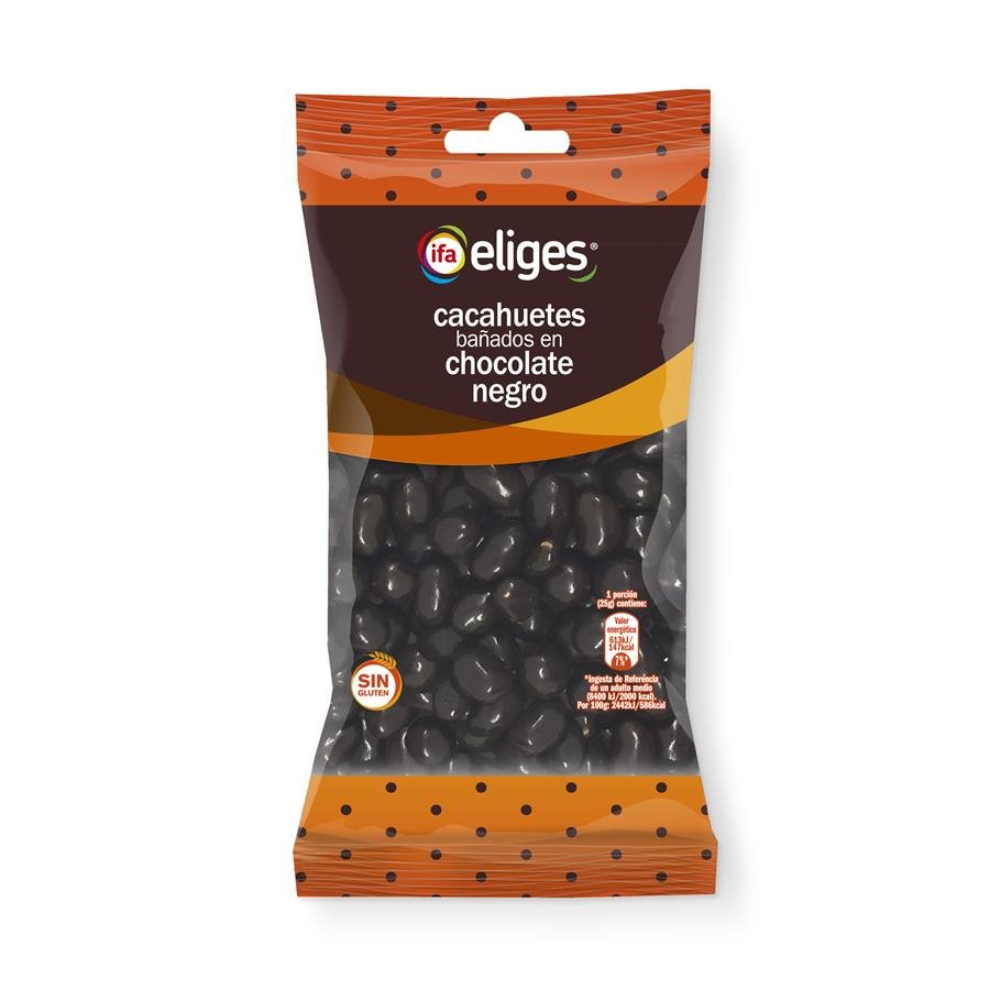 Cacahuetes recubiertos de chocolate negro IFA ELIGES 250 g