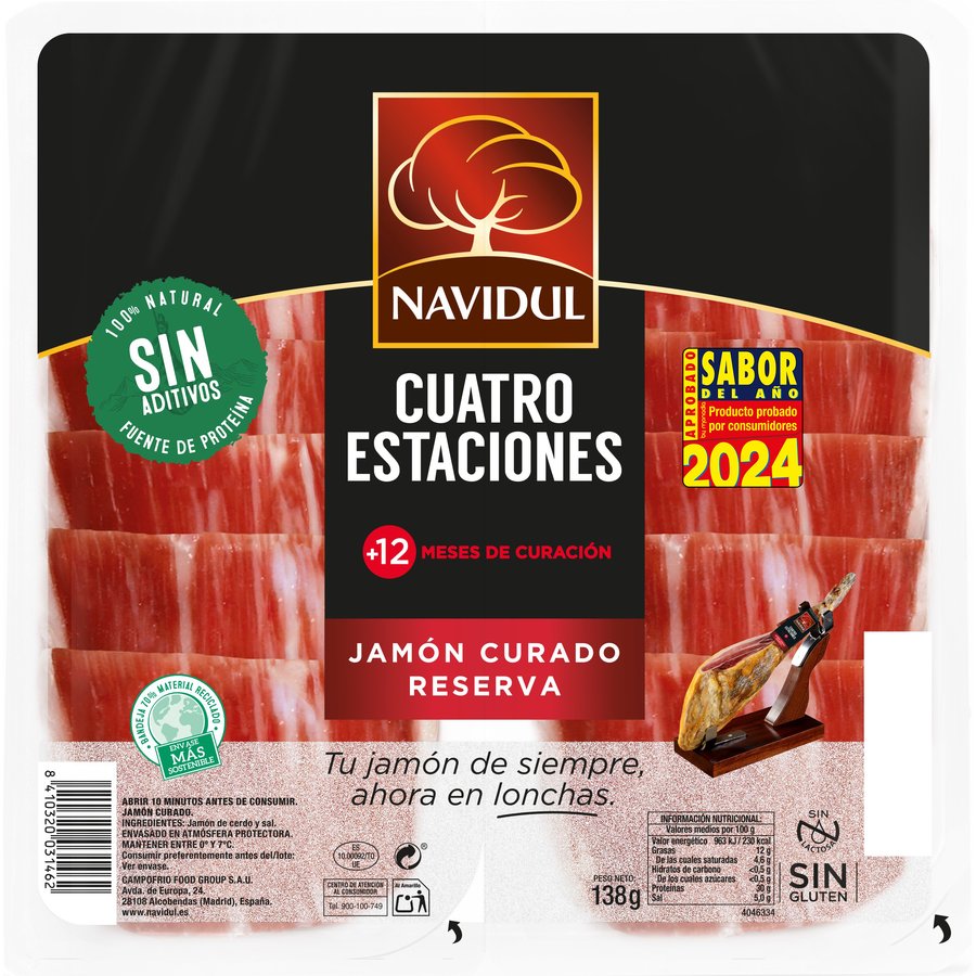 Jamón curado reserva NAVIDUL Cuatro Estaciones pack 2 x 69 g