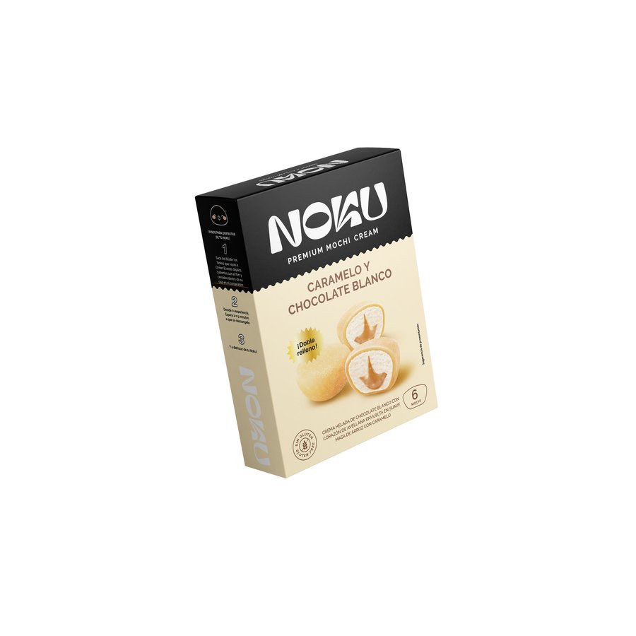 Crema helada mochi NOKU caramelo y chocolate blanco 6 unidades 210 g