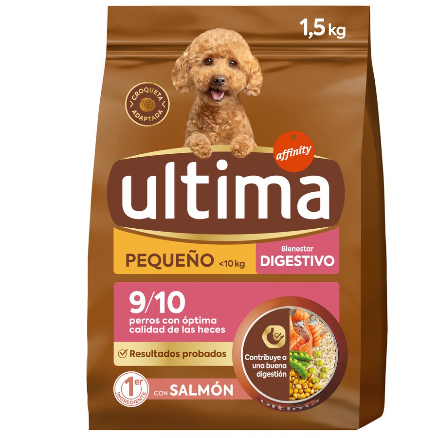 Alimento perro mini 1-10 kilos ULTIMA Bienestar Digestive salmón bolsa 1,5 kg