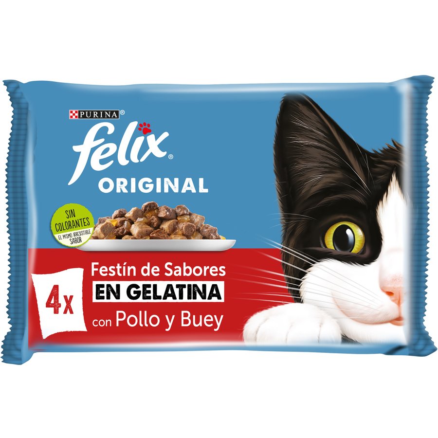 Alimento gato FELIX original selección carnes gelatina 4x85 g