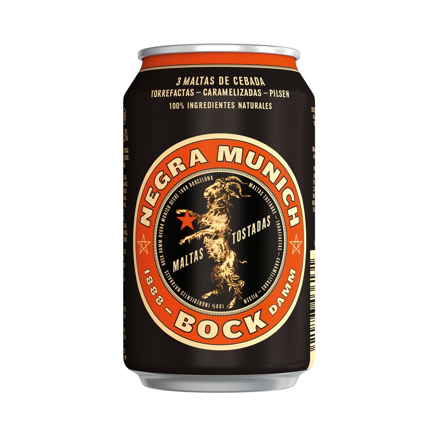 Cerveza negra BOCK DAMM lata 33 cl