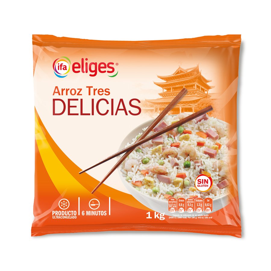 Arroz 3 delicias congelado IFA ELIGES bolsa 1 kg pn.