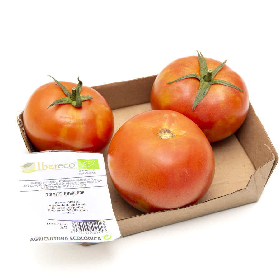 Tomate ensalada ecológico calibre 57/67mm+ bandeja 600 g