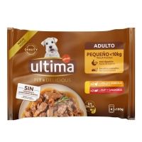 Alimento can mini ULTIMA Fit&Delicious polo e boi 4x100 g
