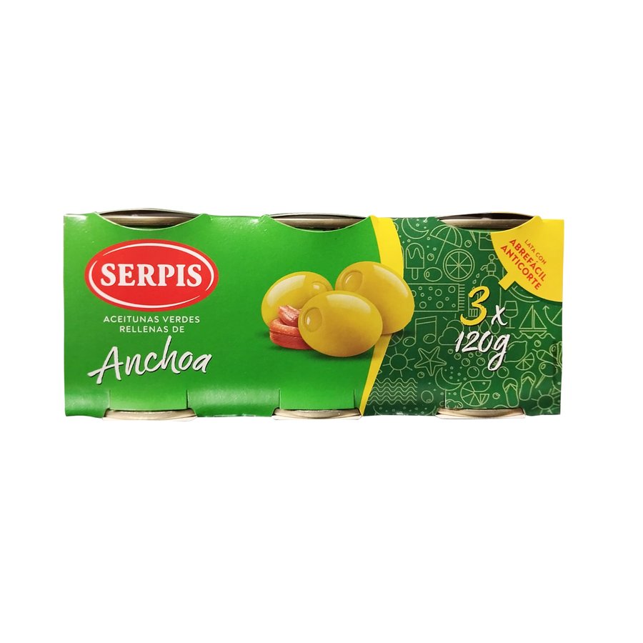 Aceituna rellena de anchoa SERPIS lata 3x50 g pne