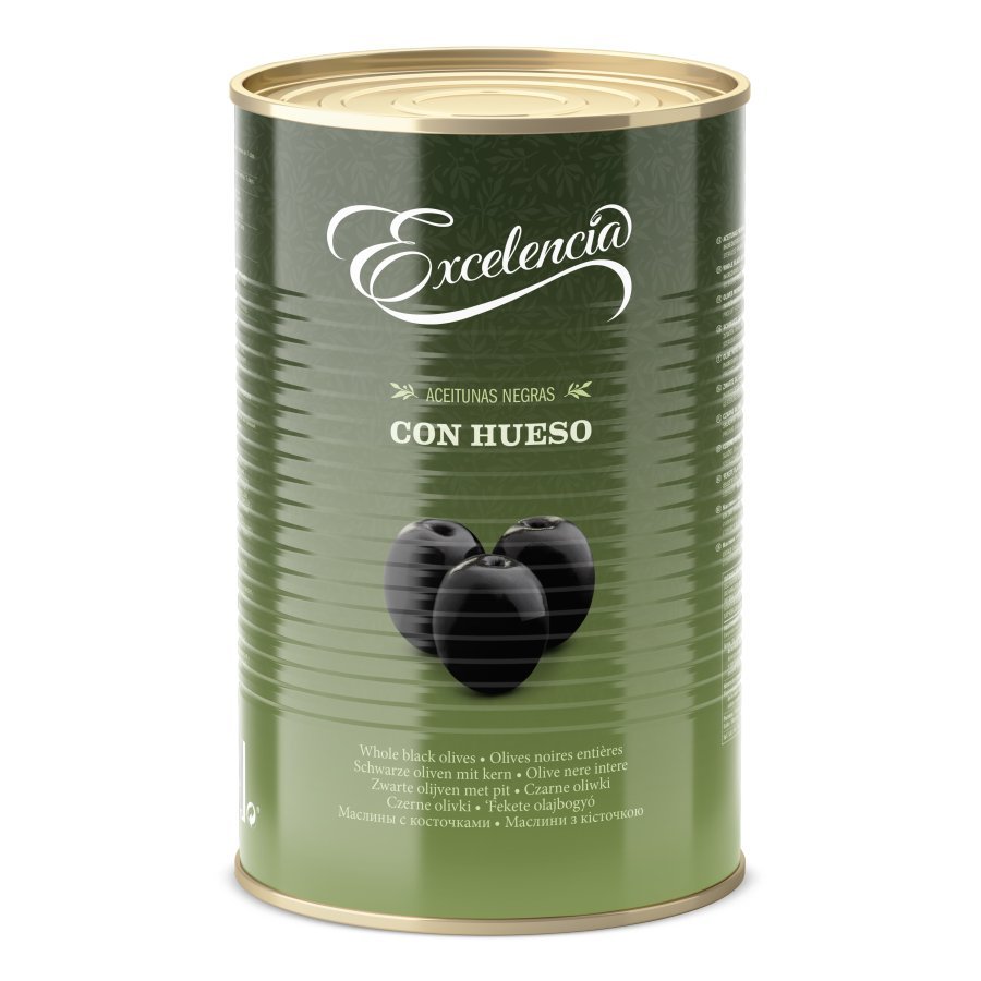 Aceituna negra EXCELENCIA con hueso lata 2 kg pne.