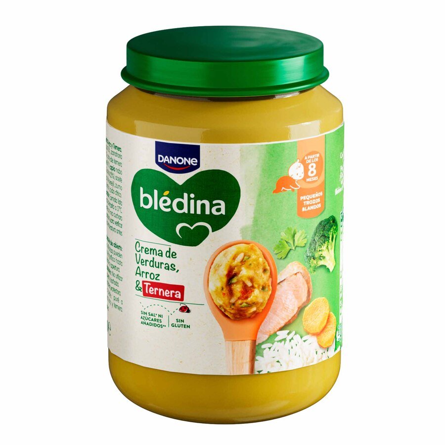Alimento infantil BLEDINA crema de verduras-arroz-ternera tarrito 200 g