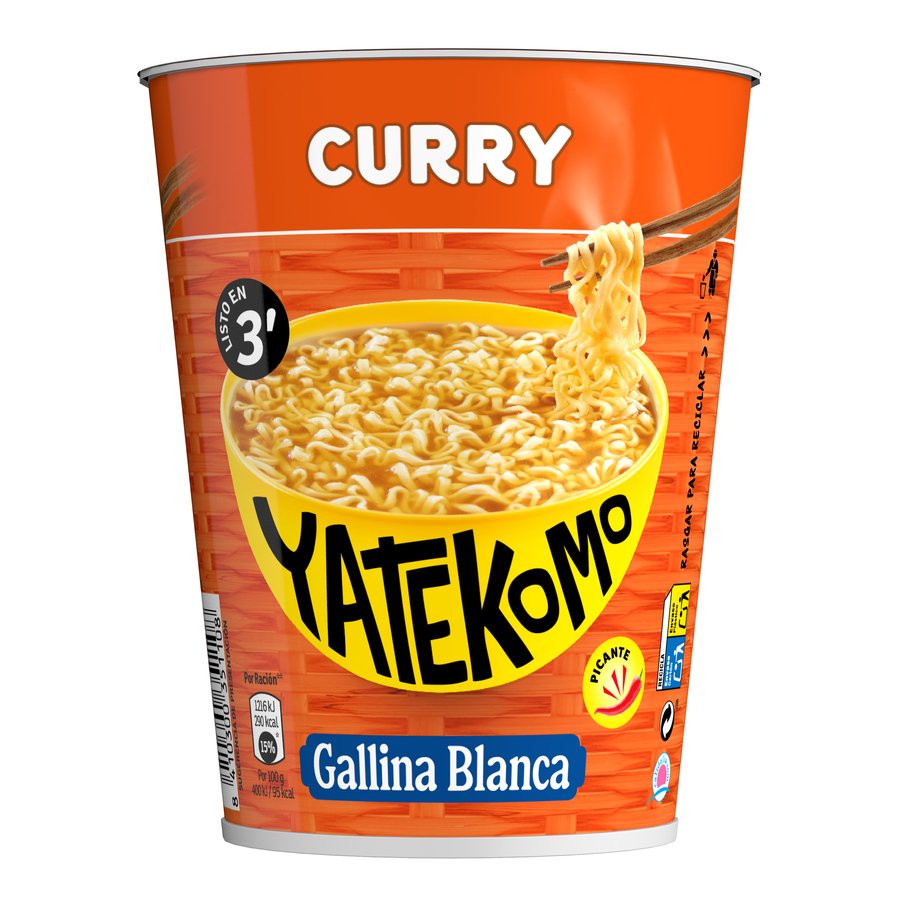 Fideos orientales YATEKOMO curry vaso 61 g