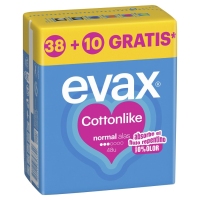 Compresas EVAX Cottonlike normal alas 38 unidades + 10 unidades gratis