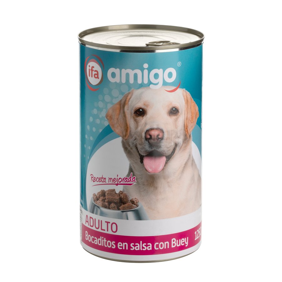 Alimento perro adulto bocaditos salsa buey IFA AMIGO lata 1250 g
