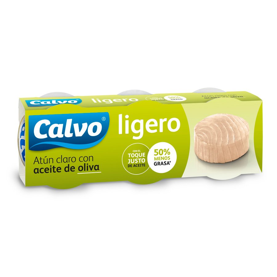 Atún claro ligero en aceite de oliva CALVO pack 3x60 g
