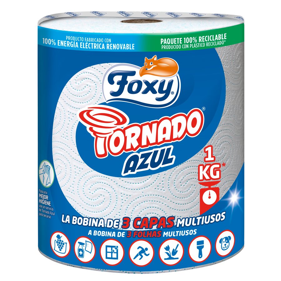 Papel de cocina FOXY tornado azul 1 rollo
