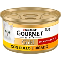 Alimento gato PURINA GOURMET Gold bocadiños en salsa de polo fígado 85 g