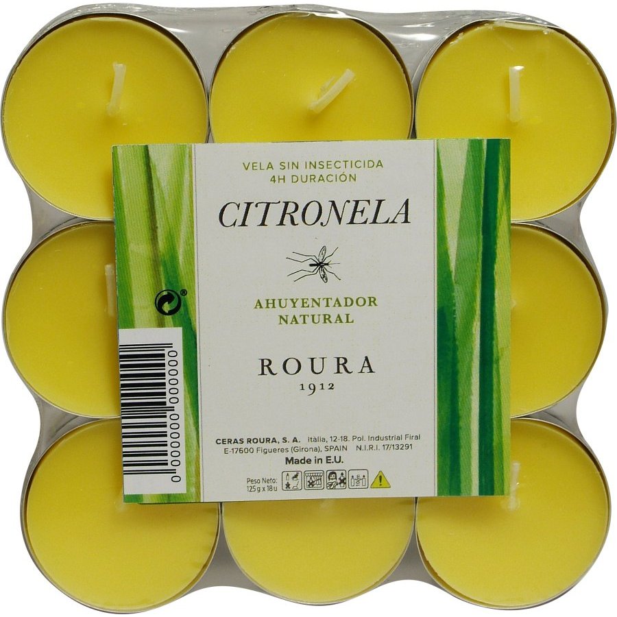 Ahuyentador natural ROURA citronella vela 18 unidades
