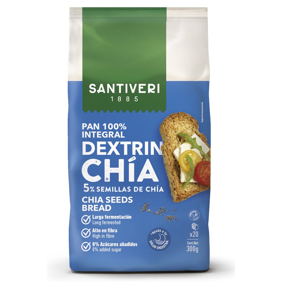 Pan tostado SANTIVERI Dextrín 100% integral chía 300 g