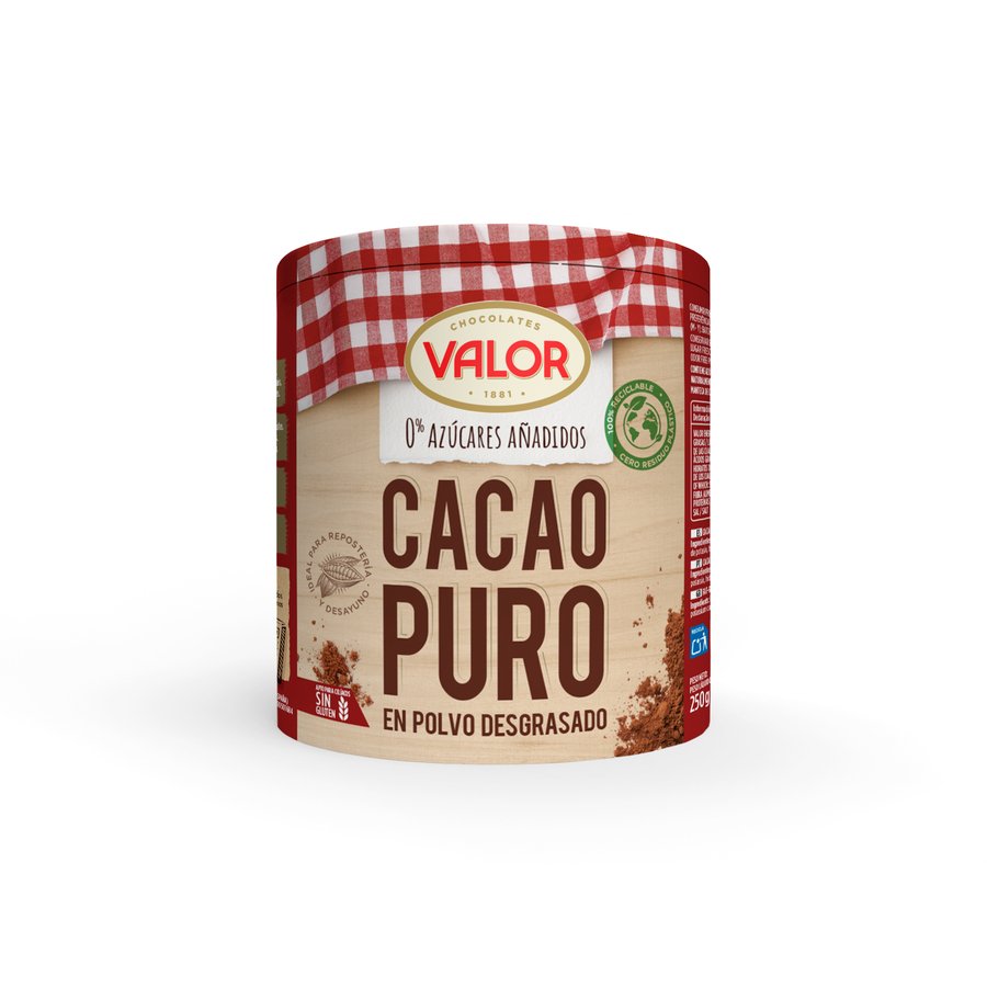 Cacao VALOR puro 0% azúcares añadidos bote 250 g
