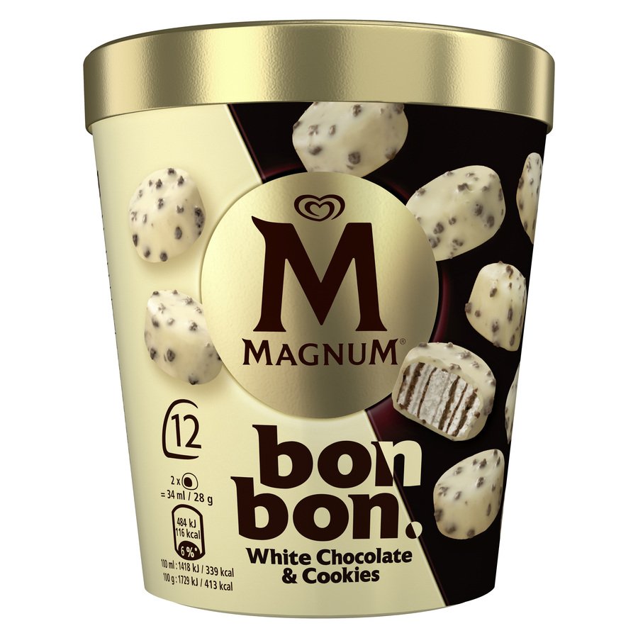 Helado MAGNUM BonBon White chocolate & cookies 12 unidades 168 g