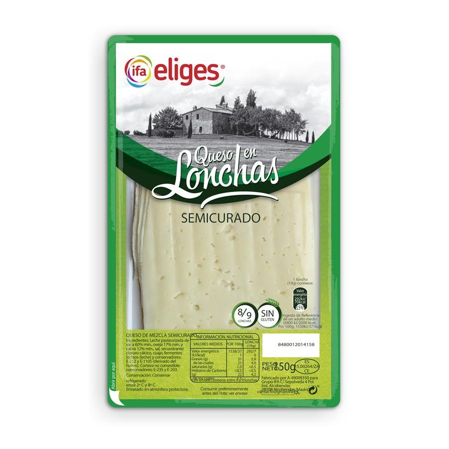 Queso mezcla semicurado IFA ELIGES lonchas 150 g