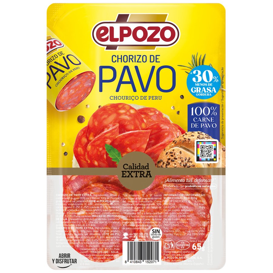 Imagen de Chorizo pavo ELPOZO 100% carne lonchas 65 g