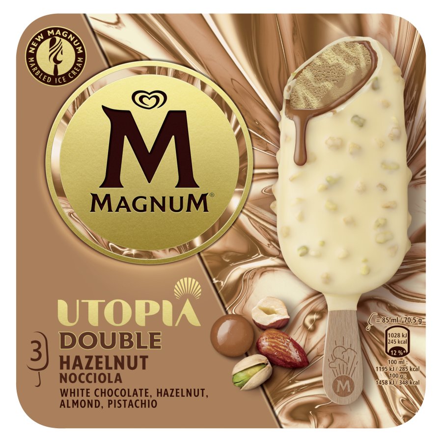 Helado bombón MAGNUM Utopía Double Hazelnut 3 unidades 213 g