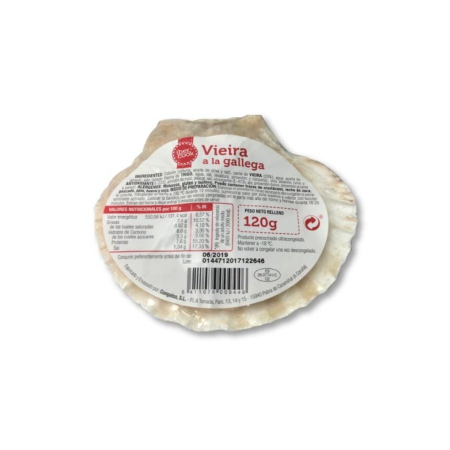 Vieira a la gallega congelada IBERCOOK 120 g unidad