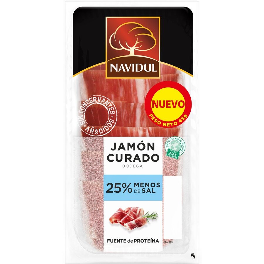 Jamón curado NAVIDUL 25% menos sal 45 g