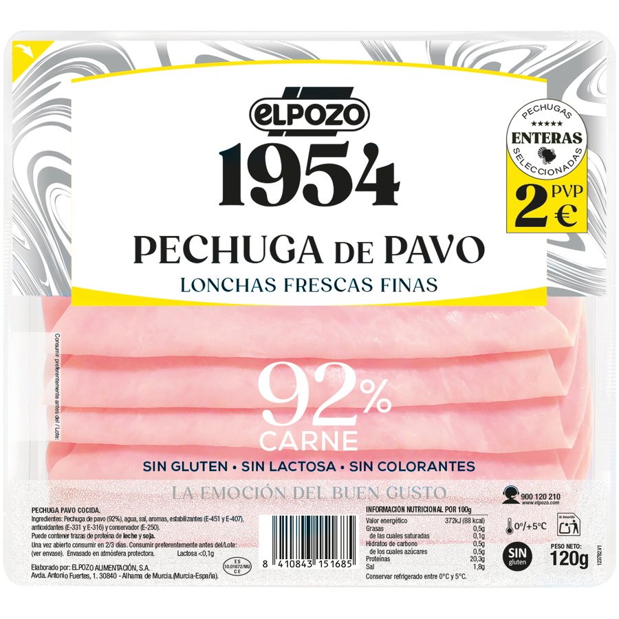 Pechuga de pavo ELPOZO 1954 lonchas 120 g