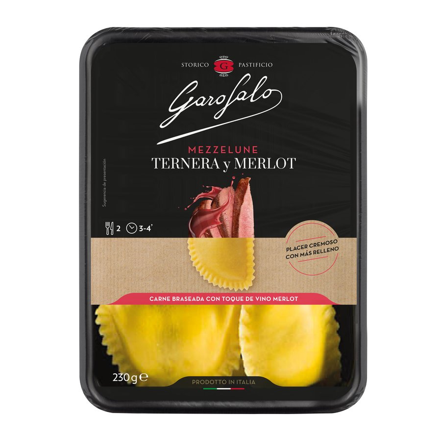 Mezzelune refrigerada GAROFALO ternera y Merlot 230 g