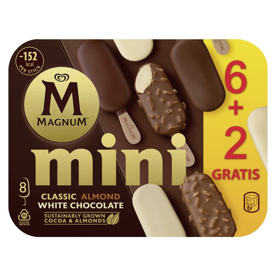 Helado bombón mini MAGNUM 6+2 unidades 253 g