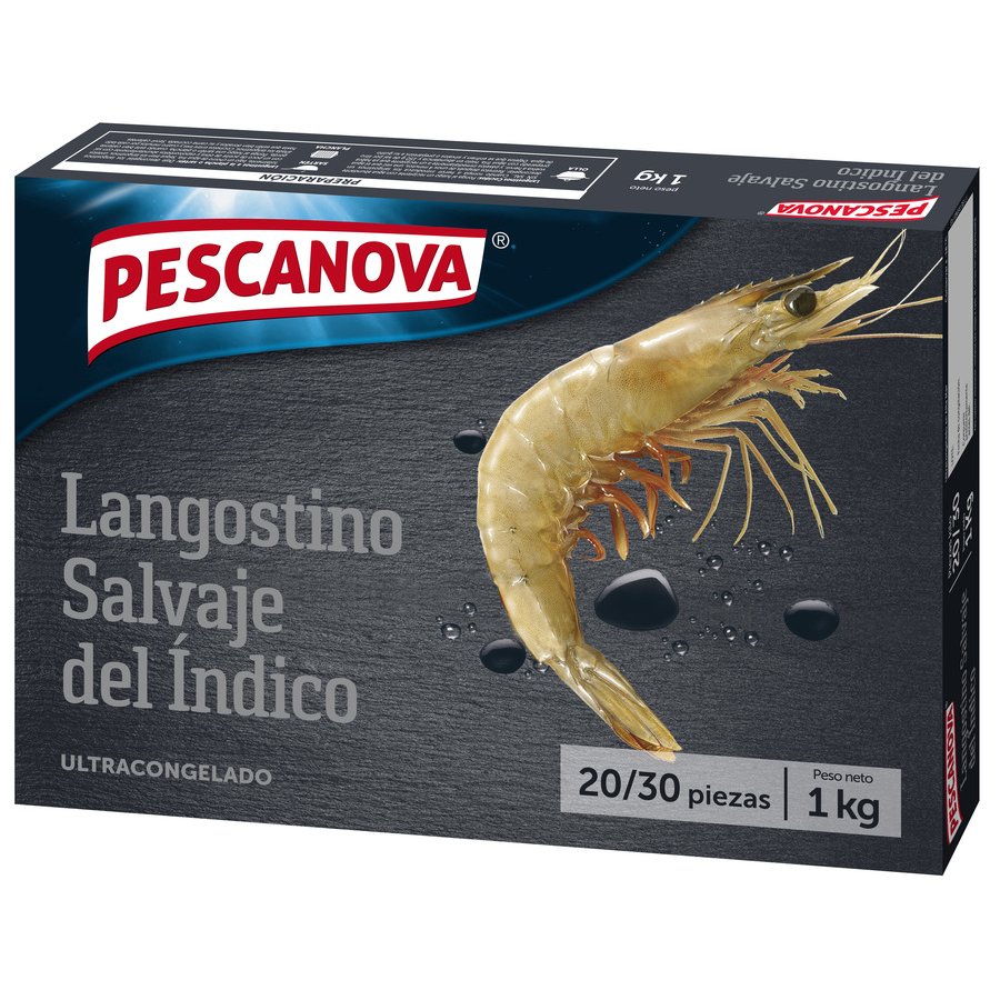 Imagen de Langostino congelado banana salvaje 20/30 PESCANOVA estuche 1 kg
