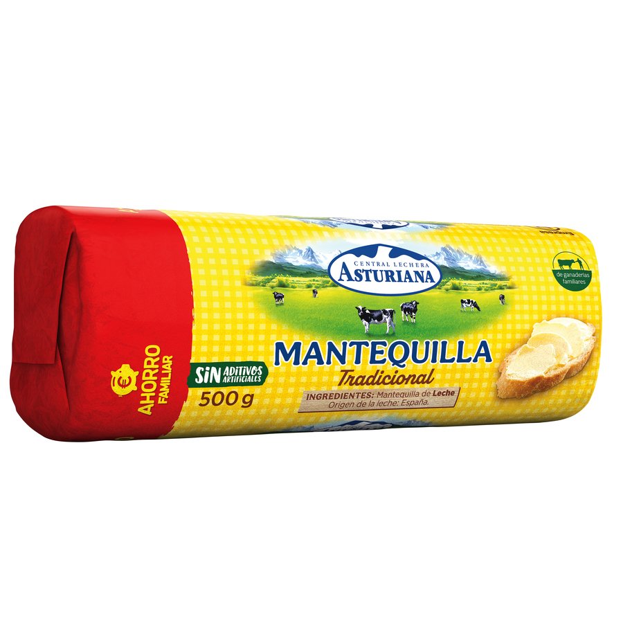 Mantequilla tradicional ASTURIANA rulo 500 g