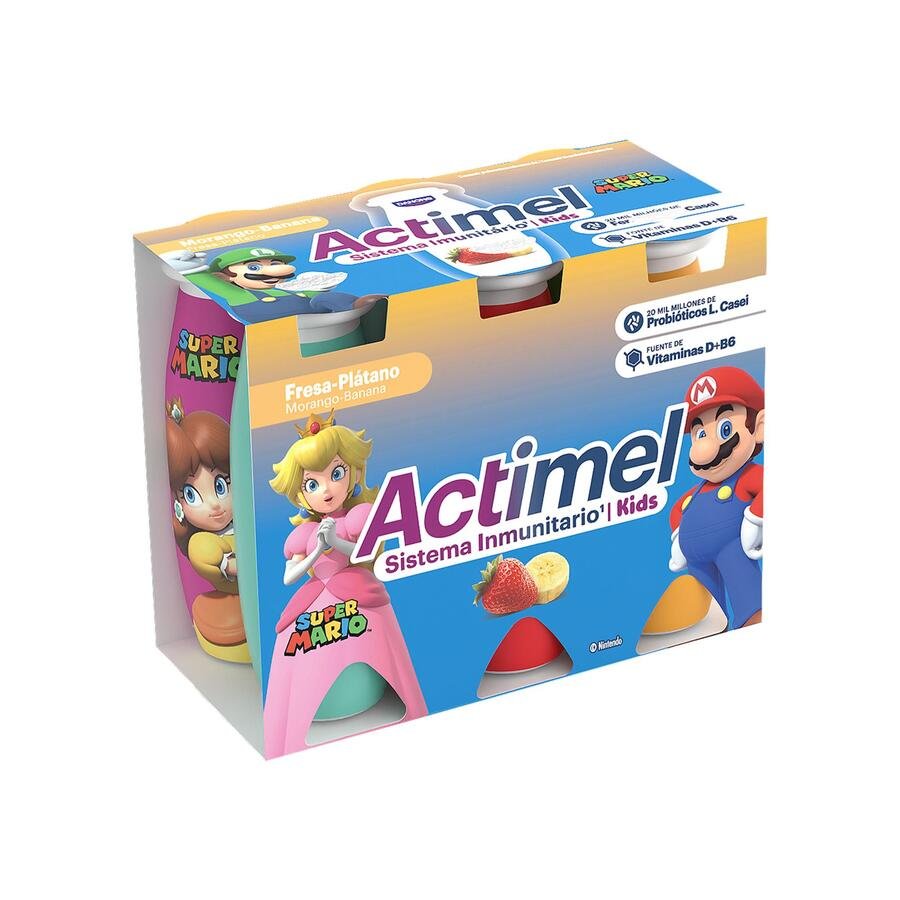ACTIMEL DANONE líquido fresa-plátano kids 6x100 g