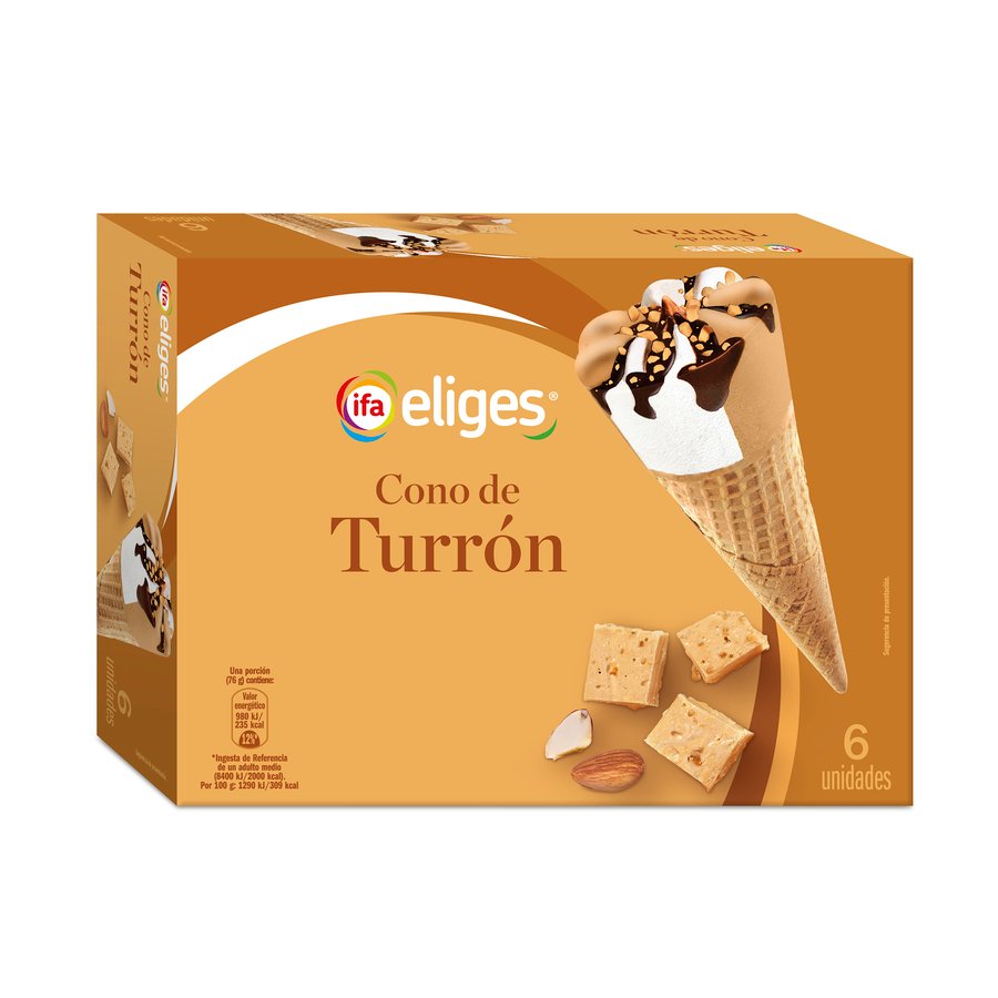 Helado cono de turrón IFA ELIGES 6X76 g