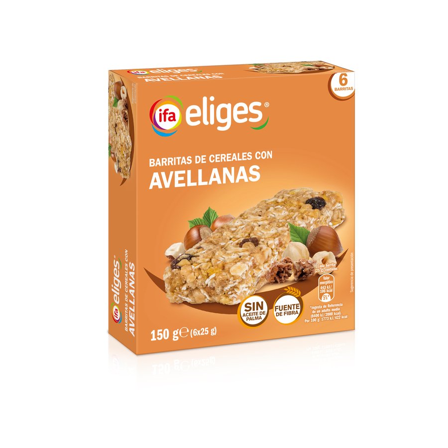 Barritas de cereales con avellanas IFA ELIGES 6X25 g