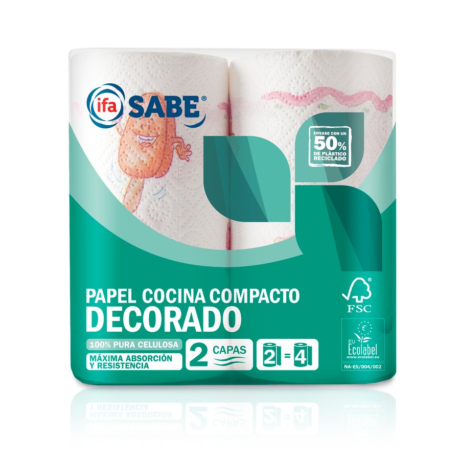 Papel cocina decorado IFA SABE compacto 2=4 2 capas
